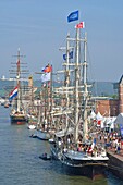 France, Seine Maritime (76), Rouen, Armada 2019 , crowds of tourists visiting the old rigging on the banks of the Seine