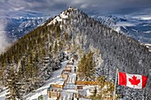 Canada, Alberta, Canadian Rocky Mountains listed as UNESCO World Heritage Site, Banff National Park, Sanson's Peak from Sulphur mountain in winter