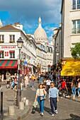 France, Paris, Butte Montmartre, Norvins Street and Sacre Coeur