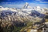 Switzerland, canton of Valais, Zermatt, (Matterhorn) (4478m) (aerial view)