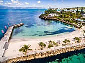 France, Caribbean, Lesser Antilles, Guadeloupe, Grande-Terre, Le Gosier, Creole Beach hotel (aerial view)