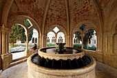 Spain, Catalonia, Tarragona Province, Conca de Barbera comarca, Vimbodi, La ruta del Cister, Monastery Santa Maria de Poblet, listed as World Heritage by UNESCO, the cloister