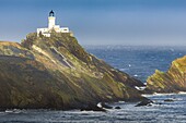 United Kingdom, Scotland, Shetland Islands, Unst island, Hermaness National Nature Reserve, Muckle Flugga, northernmost lighthouse in the United Kingdom