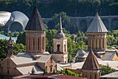 Georgia, Tbilisi, panorama from the old district of Bethlehem (or Kldisoubani), Orthodox Sioni cathedral and former Armenian Norashen church