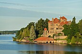 United States, New York State, Chippewa Bay, the island and the Singer family castle on the St. Lawrence River in the Thousand Islands