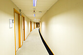 European Parliament, Brussels, Belgium. Hallway with offices inside the European Parliament.