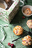 cranberry and coconut macaroons for a cookie box