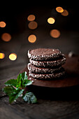 A box of holiday chocolate peppermint cookies