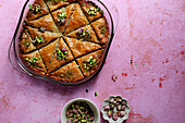 Homemade walnut-pistachio baklava