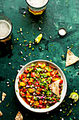 Pico de gallo with heirloom tomatoes and crisps