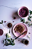 Fruits of the Australian lilly pilly tree, considered a superfood for its nutritional value. Edible berries traditionally made into jams and chutneys with negative space.