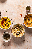 Bowls of fresh hummus