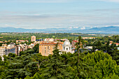 Panoramic view of Madrid from the walls outside the Almudena Cathedral, Madrid, Spain, Europe