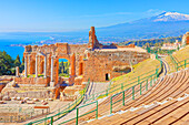 The Greek Theatre, Taormina, Sicily, Italy, Mediterranean, Europe