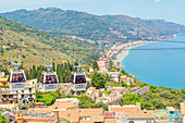 Seilbahn, Taormina, Sizilien, Italien, Mittelmeer, Europa