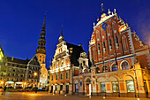 St. Peter's Church, House of the Blackheads and Schwabe House, City Hall Square, Ratslaukums,UNESCO World Heritage Site, Riga, Latvia, Baltic region, Europe