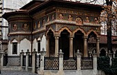 The tiny 18th-century Stavropoleos Church, one of the most beautiful religious monuments in the capital, originally part of Stavropoleos Monastery, Old Town, Bucharest, Romania, Europe