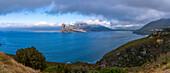 Blick auf die Hout Bay vom Chapmans Peak Drive aus, Hout Bay, Tafelberg-Nationalpark, Kapstadt, Westkap, Südafrika, Afrika