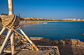 View of beach in Sahl Hasheesh Old Town, Sahl Hasheesh, Hurghada, Red Sea Governorate, Egypt, North Africa, Africa