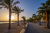 View of beach and Corniche in Sahl Hasheesh Old Town, Sahl Hasheesh, Hurghada, Red Sea Governorate, Egypt, North Africa, Africa