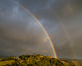 View of landscape with rainbow near Monte Verde, Guanacaste Province, Costa Rica, Central America