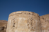 Säulensockel, Große Hypostylhalle, Medinet Habu, Totentempel von Ramses III., 1187-56 v. Chr., Antikes Theben, UNESCO-Welterbe, Luxor, Ägypten, Nordafrika, Afrika