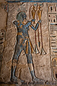 Relief, Deity Chapel, Great yipostyle, Medinet Habu, Mortuary Temple of Ramesses III, 1187-56 BCE, Ancient Thebes, UNESCO World Heritage Site, Luxor, Egypt, North Africa, Africa