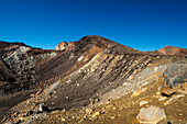 View along the slope and hiking trail up towards the Red Crater Volcano, on Tongariro Alpine Crossing, Tongariro National Park, UNESCO World Heritage Site, North Island, New Zealand, Pacific