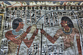 Sennefer rechts erhält ein Ritual, Grabmal des Sennefer, TT96, Gräber der Edlen, Antikes Theben, UNESCO-Welterbe, Luxor, Ägypten, Nordafrika, Afrika