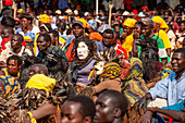 Die traditionelle Kulamba-Zeremonie des Chewa-Volkes aus Sambia, Mosambik und Malawi, die jährlich am letzten Samstag im August zu Ehren ihres Häuptlings Kalonga Gaia Uni in der Nähe von Katete, Ostprovinz, Sambia, Afrika, stattfindet