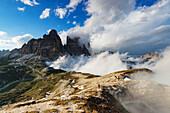 Tre Cime (Drei Zinnen), Naturpark Tre Cime (Parco Naturale Tre Cime), UNESCO-Welterbe, Dolomiten, Italien, Europa