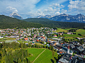 Aerial drone view, Seefeld, Tyrol, Austrian Alps, Austria, Europe