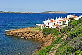 Holiday villas at Platges de Fornells, seaside resort, Menorca, Balearic Islands, Spain, Mediterranean, Europe