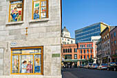 Mural painting in trompe-l'oeil style, Upper-Town of Quebec City, Quebec province, Canada, North America