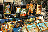 Paintings at Yerevan Vernissage, a large open-air market situated along Aram and Buzand street, Yerevan, Armenia, Eurasia