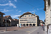 View of the Casinoplatz, a square in the medieval city center, Old City, UNESCO World Heritage Site, Bern, Switzerland, Europe