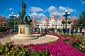 Flowers display at entrance to Euro Disneyland, Disneyland Hotel, Paris, France, Europe