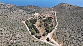 Aerial view of the Monastery of Gouverneto on the Akrotiri Peninsula near Chania, Crete, Greek Islands, Greece, Europe