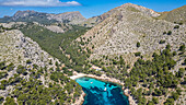 Aerial of the Formentor Peninsula, Mallorca, Balearic islands, Spain, Mediterranean, Europe