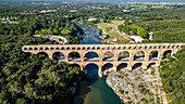 Der Pont du Gard, ein römischer Aquädukt, UNESCO-Welterbe, Vers-Pont-du-Guard, Okzitanien, Frankreich, Europa