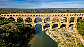 Der Pont du Gard, ein römischer Aquädukt, UNESCO-Welterbe, Vers-Pont-du-Guard, Okzitanien, Frankreich, Europa