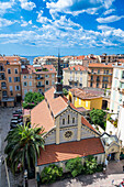 Blick über die Küstenstadt Menton, Alpes Maritimes, Provence-Alpes-Côte d'Azur, Côte d'Azur, Frankreich, Europa