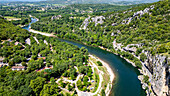 Aerial of the Ardeche Gorge (Gorges de l'Ardeche), Ardeche, Auvergne-Rhone-Alpes, France, Europe