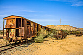 Alte Waggons der italienischen Eisenbahn von Massawa nach Asmara, Eritrea, Afrika