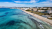 Aerial of Playa del Muro, northern Mallorca, Balearic islands, Spain, Mediterranean, Europe