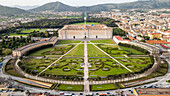 Aerial of the Reggia di Caserta (Royal Palace of Caserta), UNESCO World Heritage Site, Campania, Italy, Europe