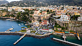 Aerial of Sorrento, Bay of Naples, Campania, Italy, Europe