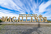 Magellan sign at Nao Victoria Museo, Shoreline of Punta Arenas, Patagonia, Chile, South America