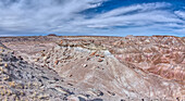 Small mesas with flat tops called Rock Islands on the south end of Petrified Forest National Park, Arizona, United States of America, North America