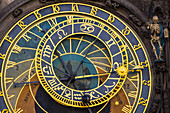 Detail of Astronomical Clock on Old Town Square, UNESCO World Heritage Site, Old Town, Prague, Czechia, Europe